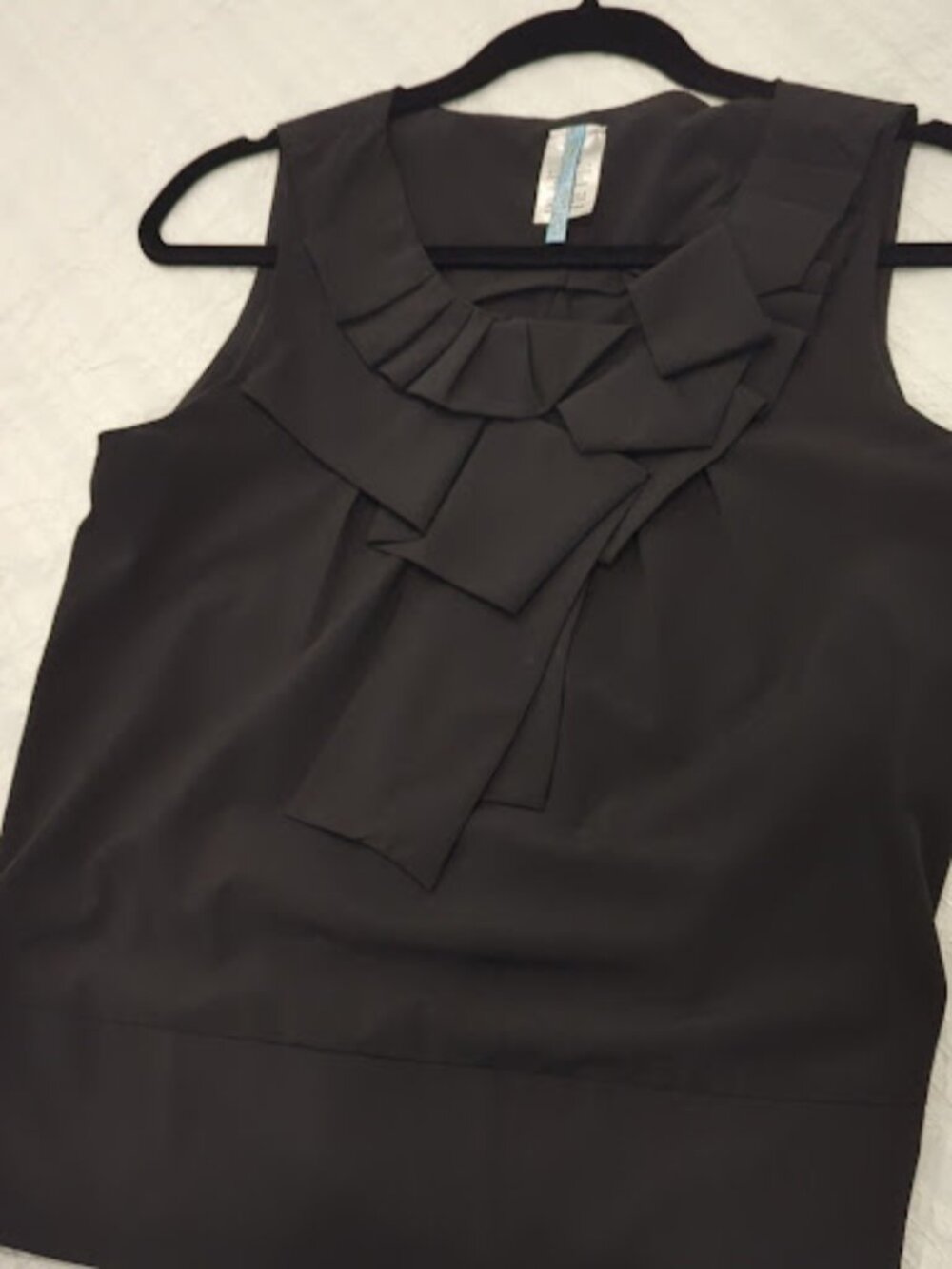 J.McLaughlin Black Sleeveless Blouse with Ruffled Neck Detail Size M